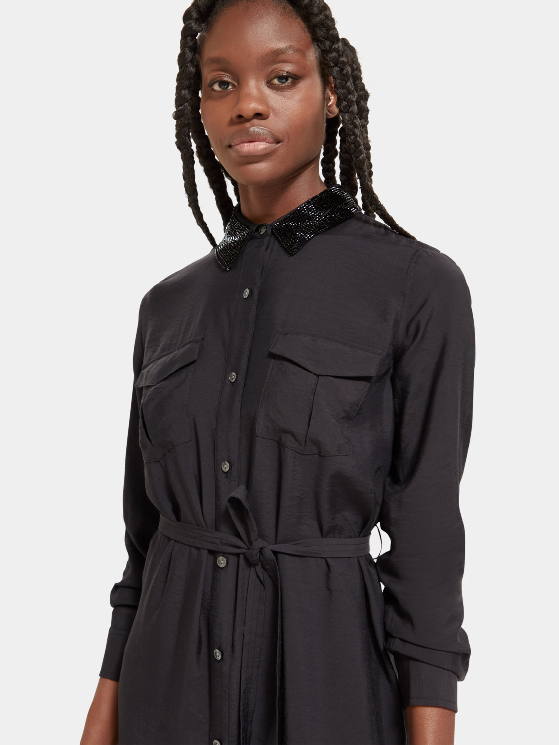 Beaded collar midi shirt dress - Scotch & Soda AU