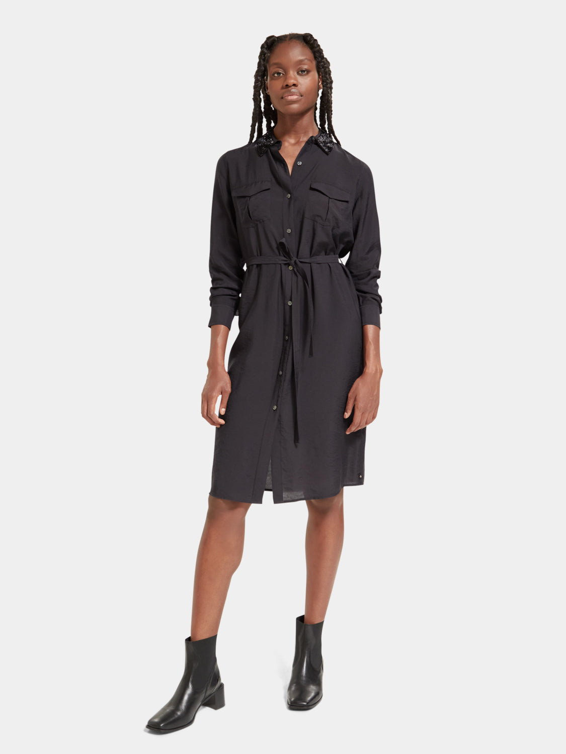 Beaded collar midi shirt dress - Scotch & Soda AU