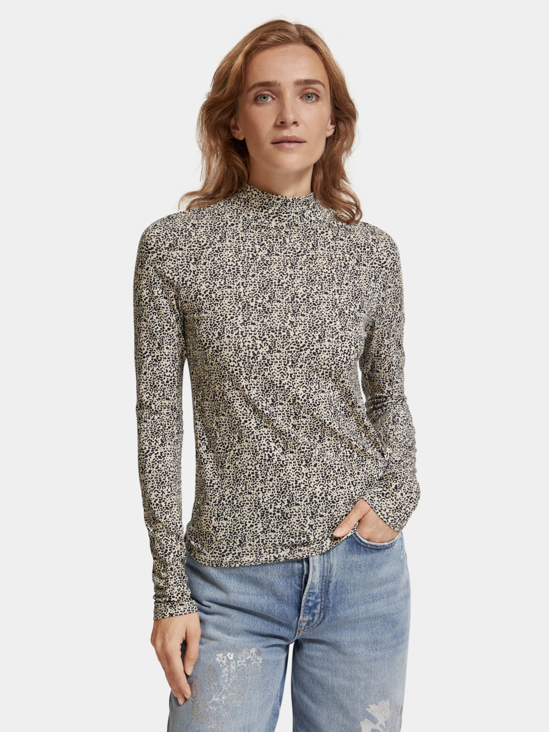 Printed mock neck long sleeved shirt - Scotch & Soda AU