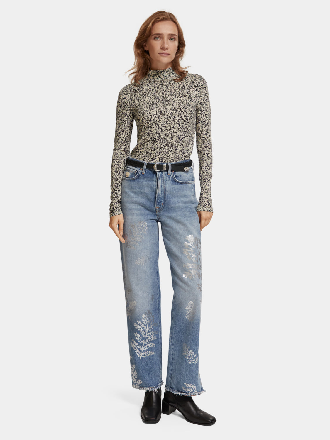 Printed mock neck long sleeved shirt - Scotch & Soda AU