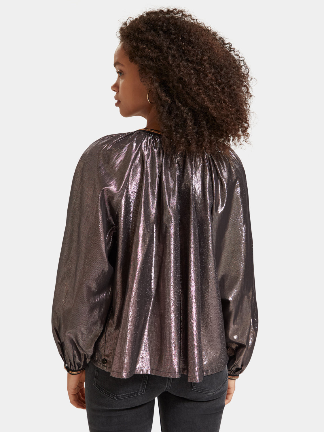Shiny balloon sleeve blouse - Scotch & Soda AU