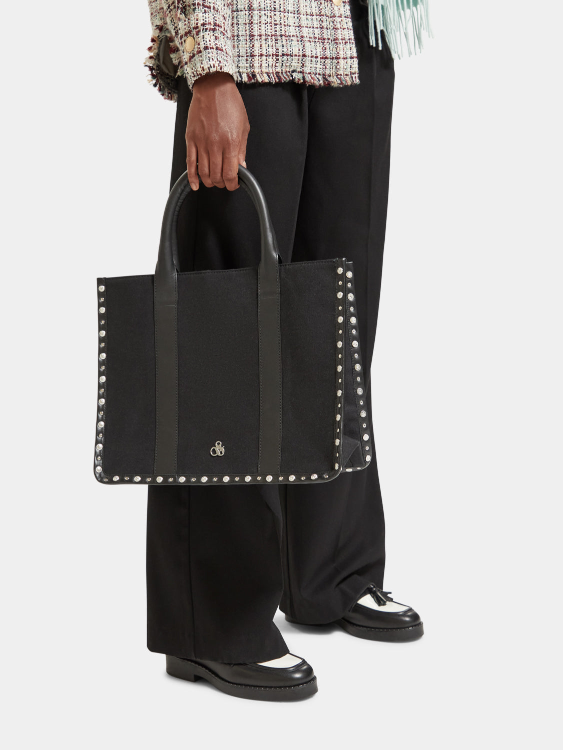 Canvas shopper with studs and leather trimming - Scotch & Soda AU