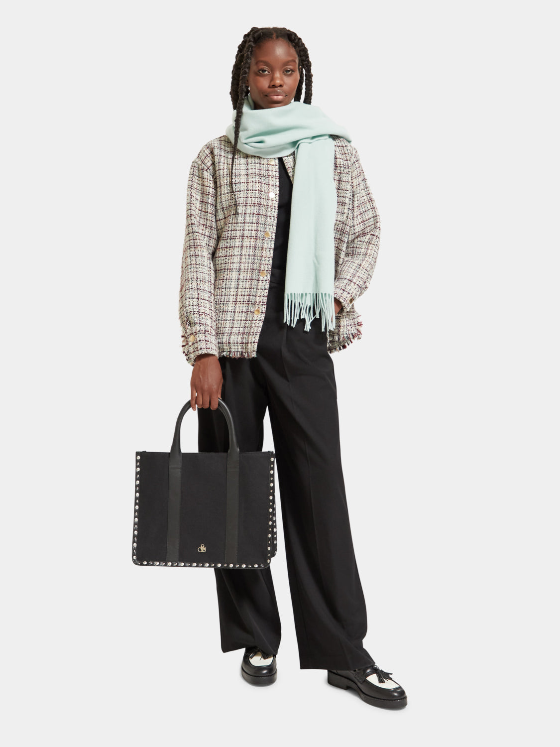Canvas shopper with studs and leather trimming - Scotch & Soda AU