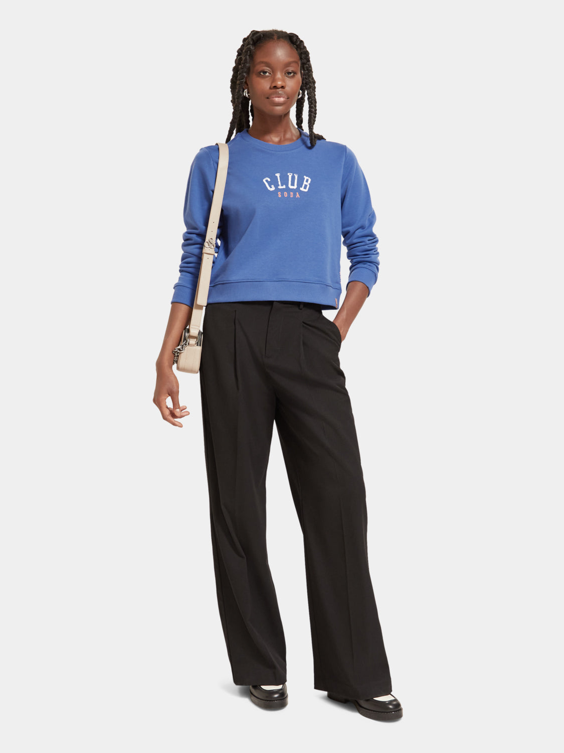 Regular-fit cropped crewneck sweatshirt - Scotch & Soda AU