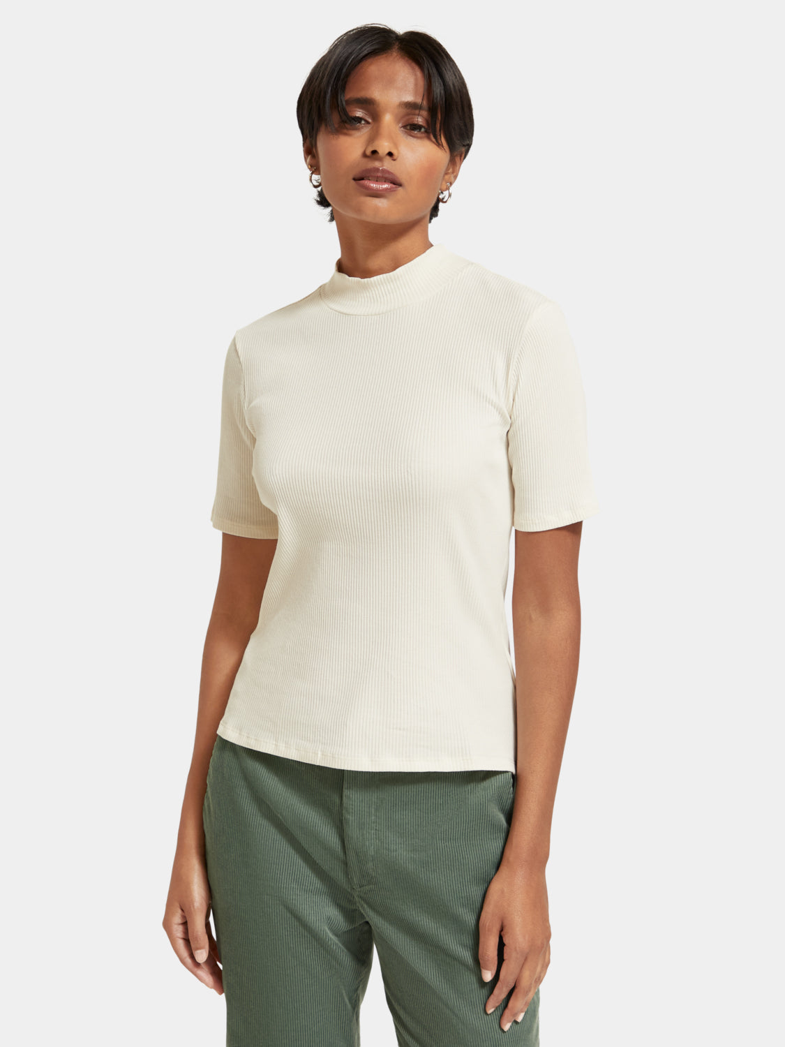 Mock neck ribbed slim-fit top - Scotch & Soda AU