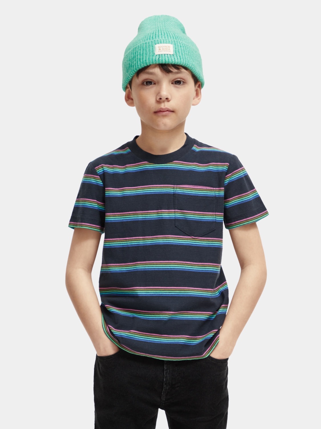 Kids - Relaxed-fit pocketed striped t-shirt - Scotch & Soda AU
