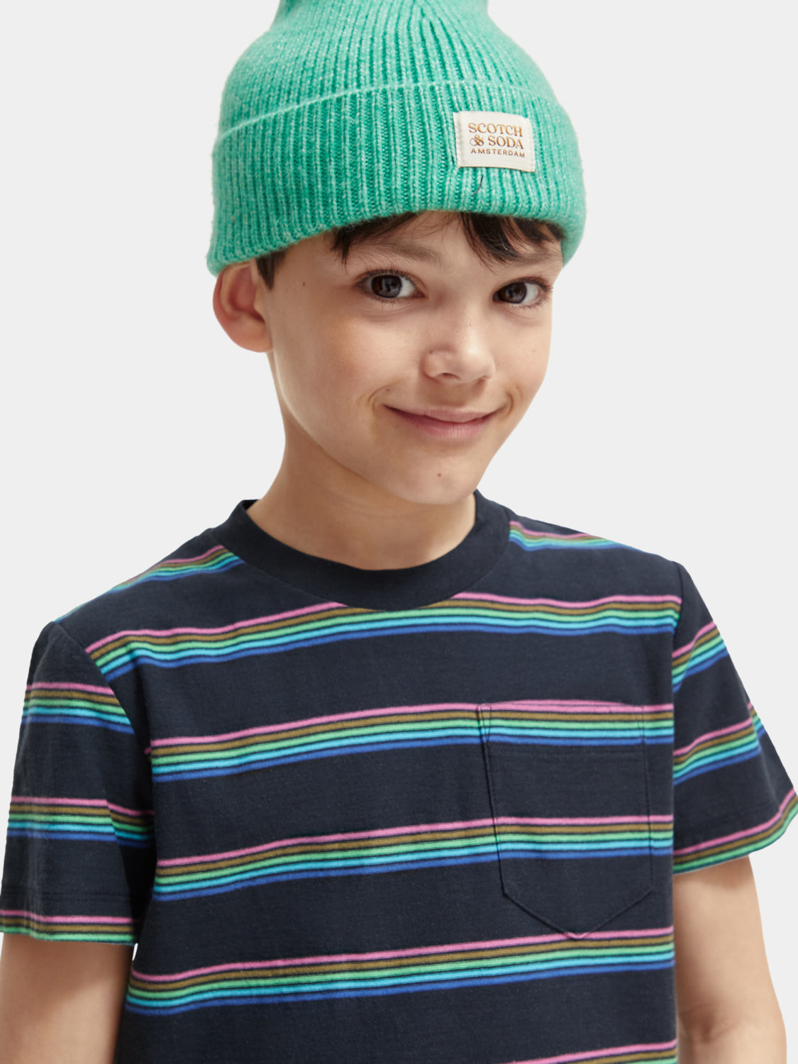 Kids - Relaxed-fit pocketed striped t-shirt - Scotch & Soda AU