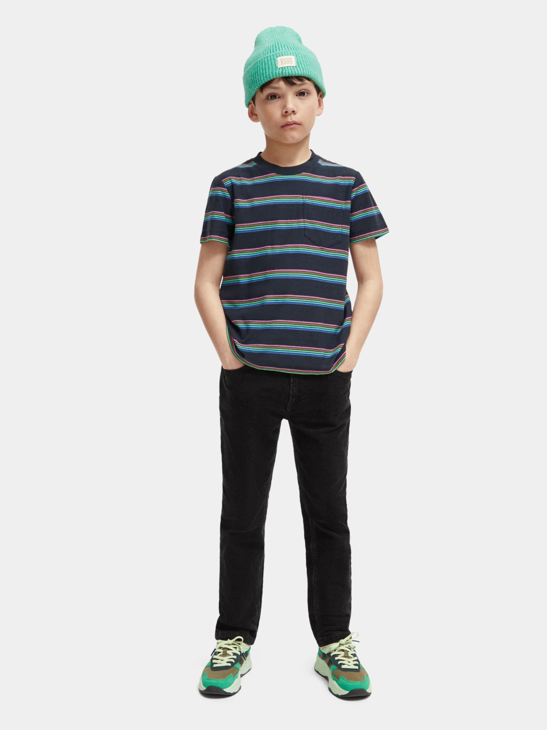 Kids - Relaxed-fit pocketed striped t-shirt - Scotch & Soda AU