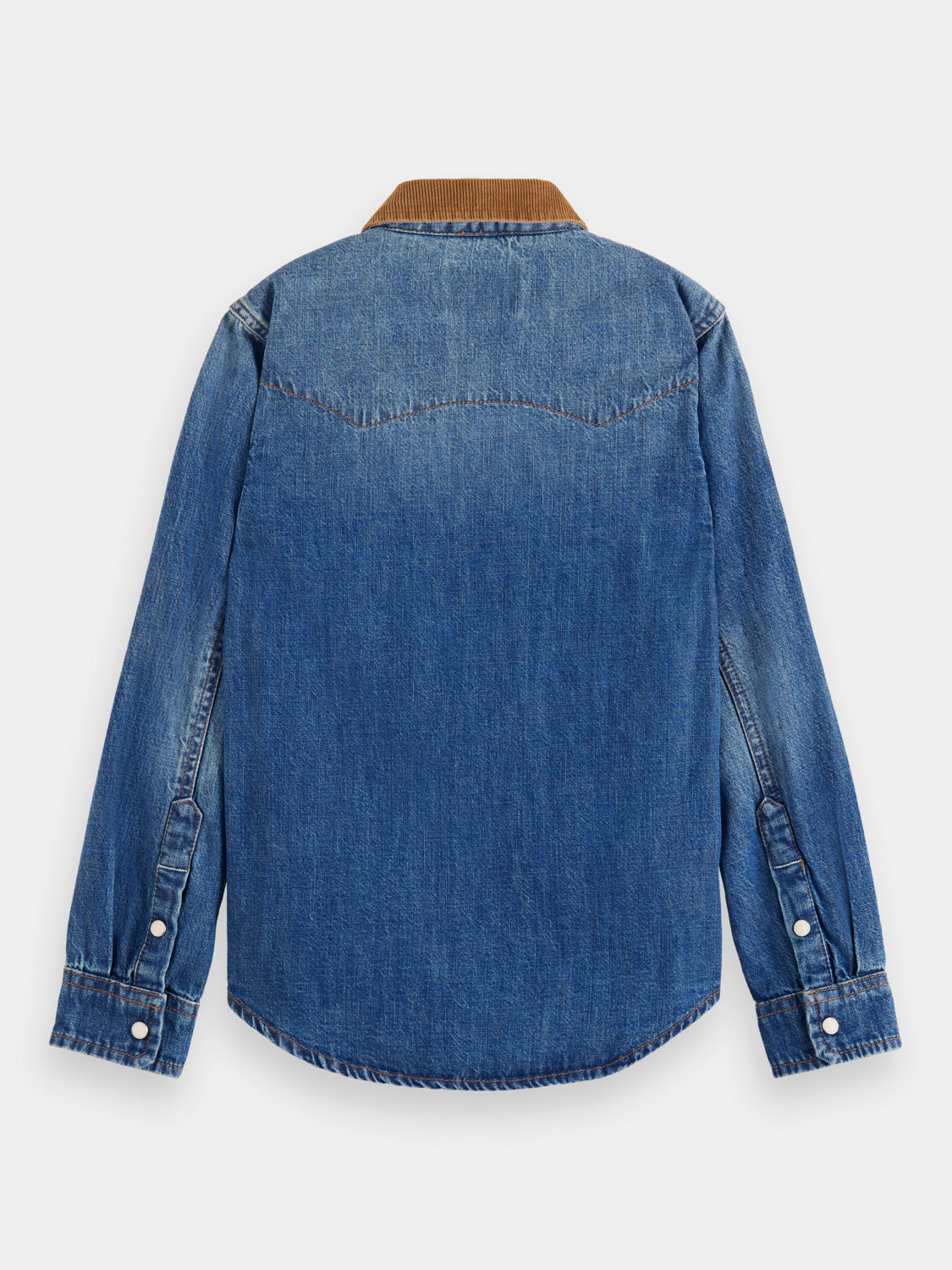 Kids - Washed denim shirt with corduroy collar - Scotch & Soda AU