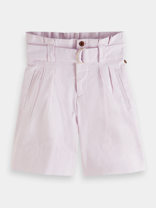 Striped seersucker paper bag shorts - Scotch & Soda AU