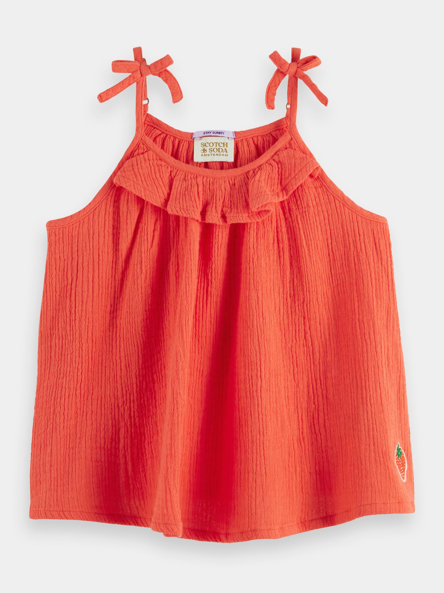 SCOTCH AND SODA Girl Spaghetti Strap Crinkle Cotton Top