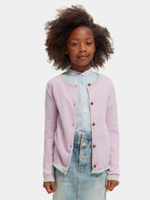 Knitted contrast-trimmed cardigan - Scotch & Soda AU
