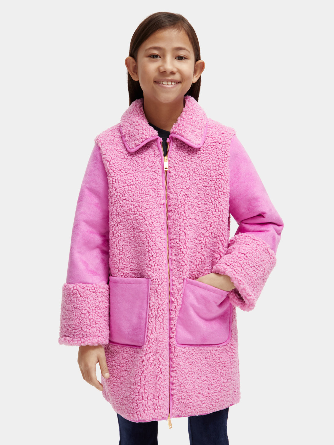 Kids - Longer-length bonded teddy jacket - Scotch & Soda AU