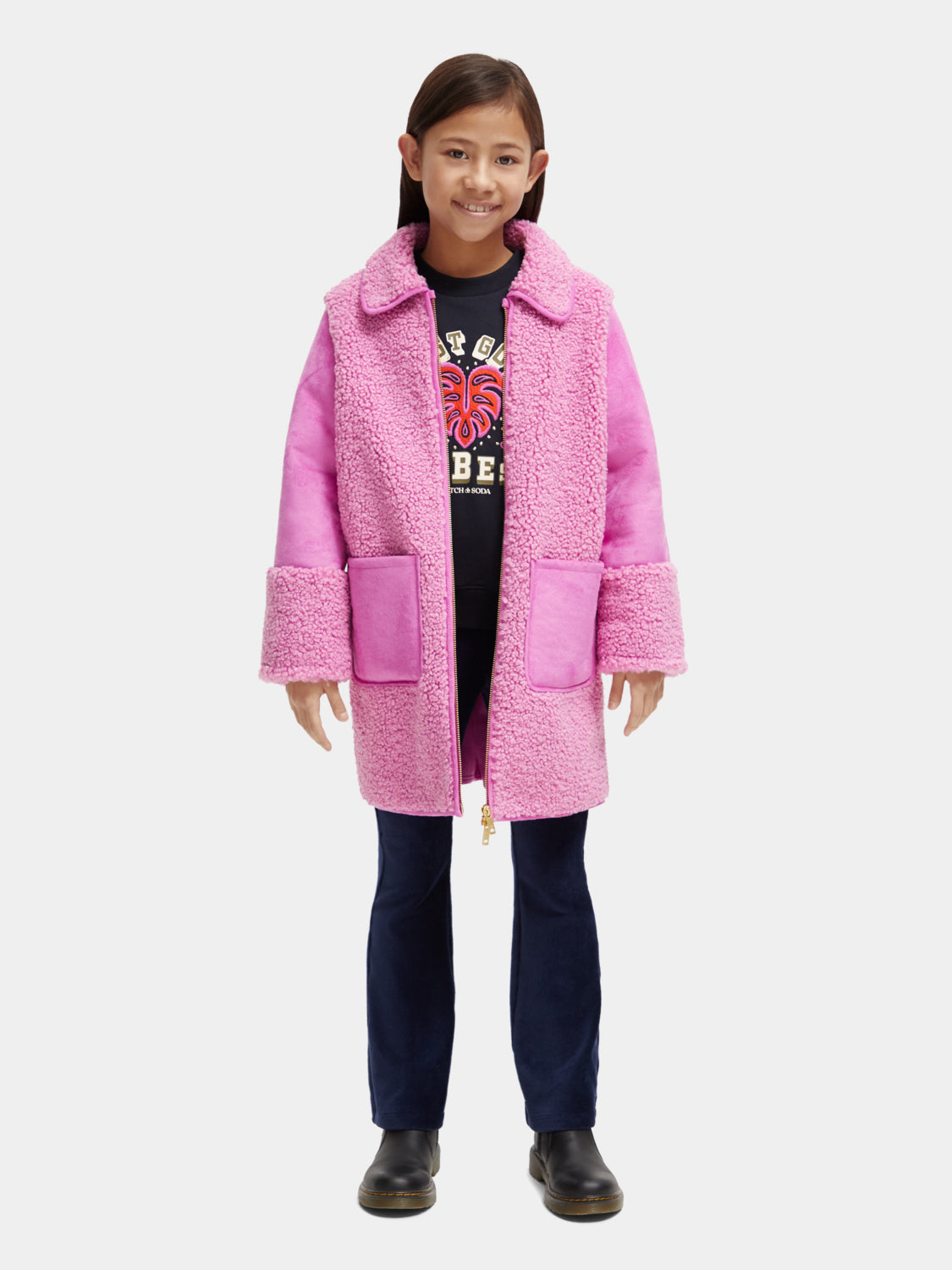 Kids - Longer-length bonded teddy jacket - Scotch & Soda AU