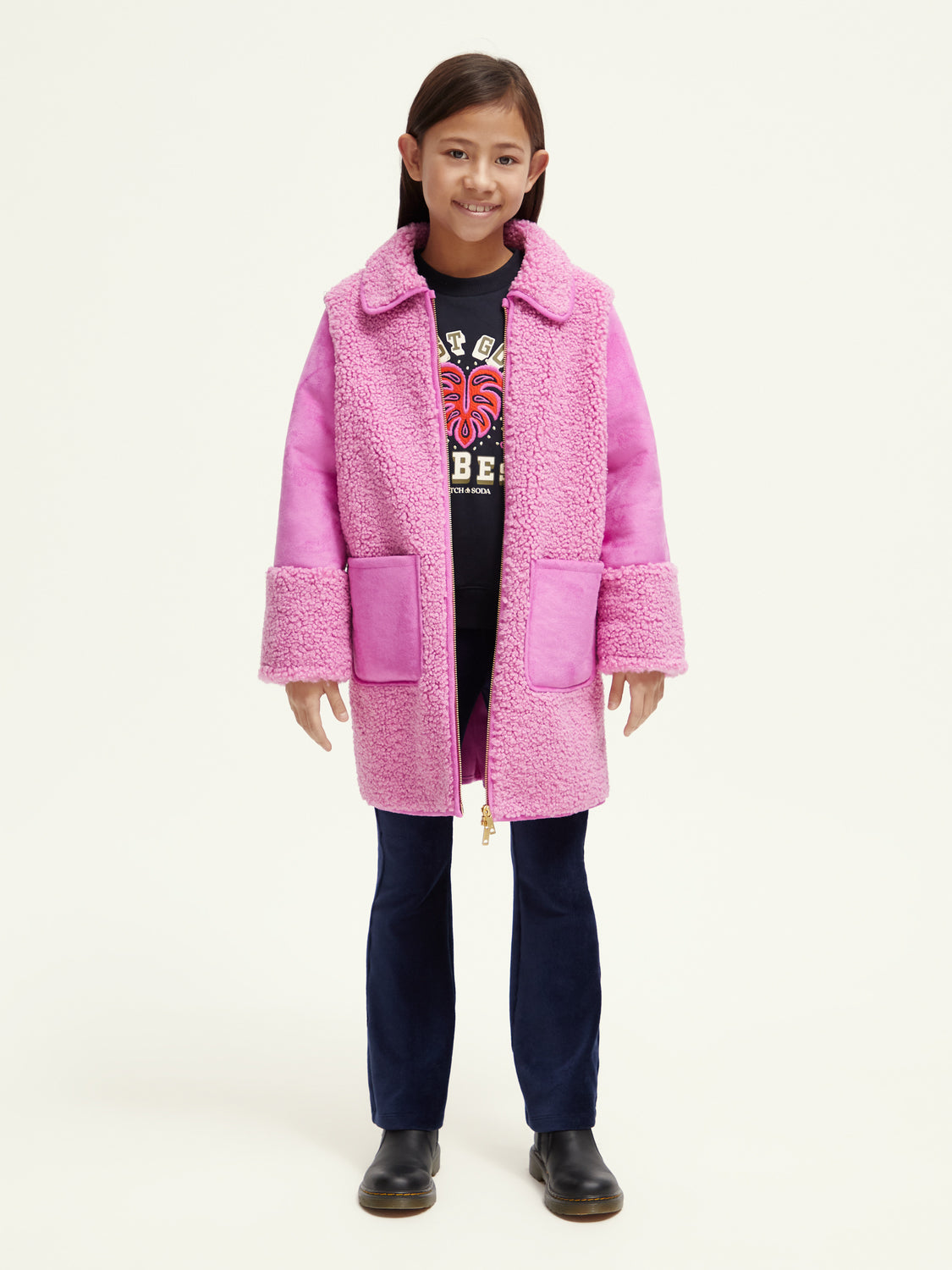 Kids - Longer-length bonded teddy jacket - Scotch & Soda AU