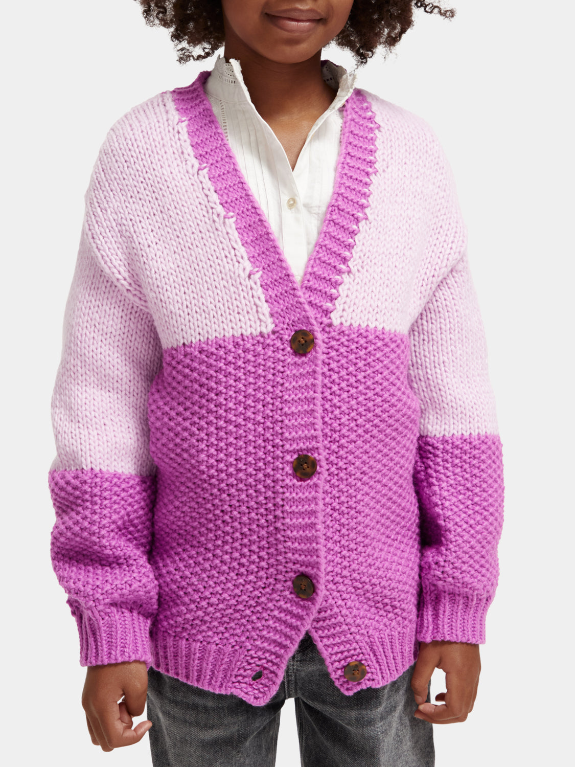 Kids - Knitted colourblock cardigan - Scotch & Soda AU