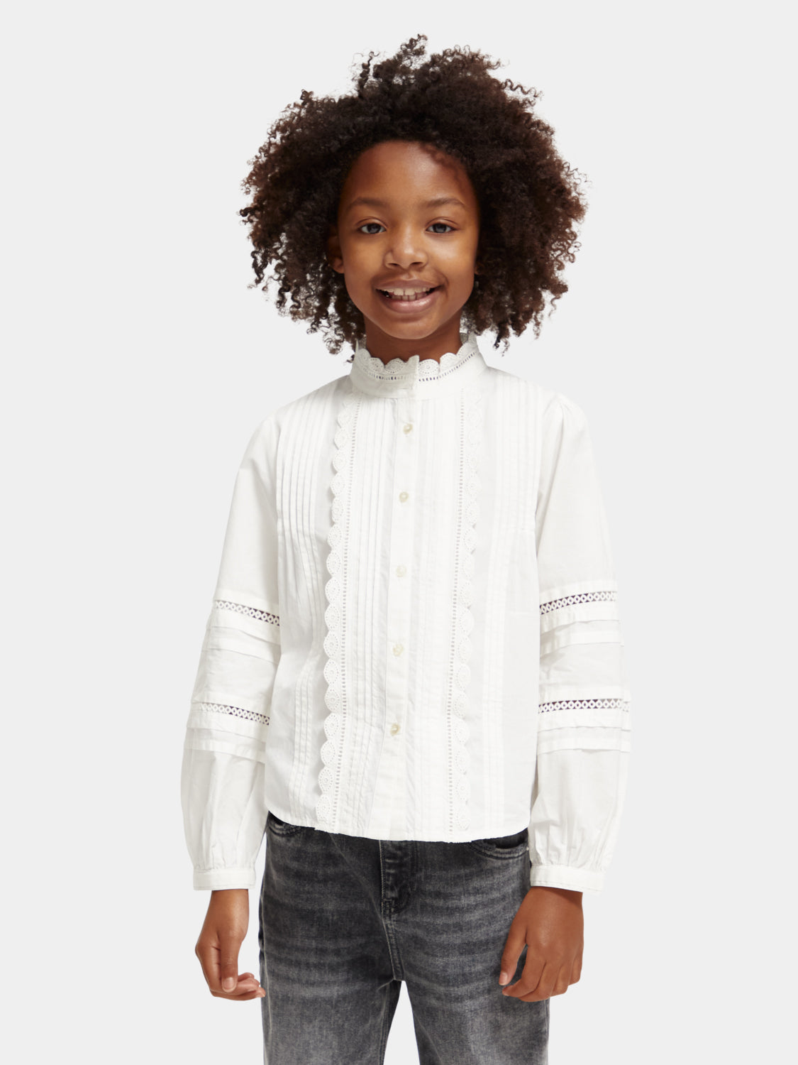 Kids - Long-sleeved broderie anglaise top - Scotch & Soda AU