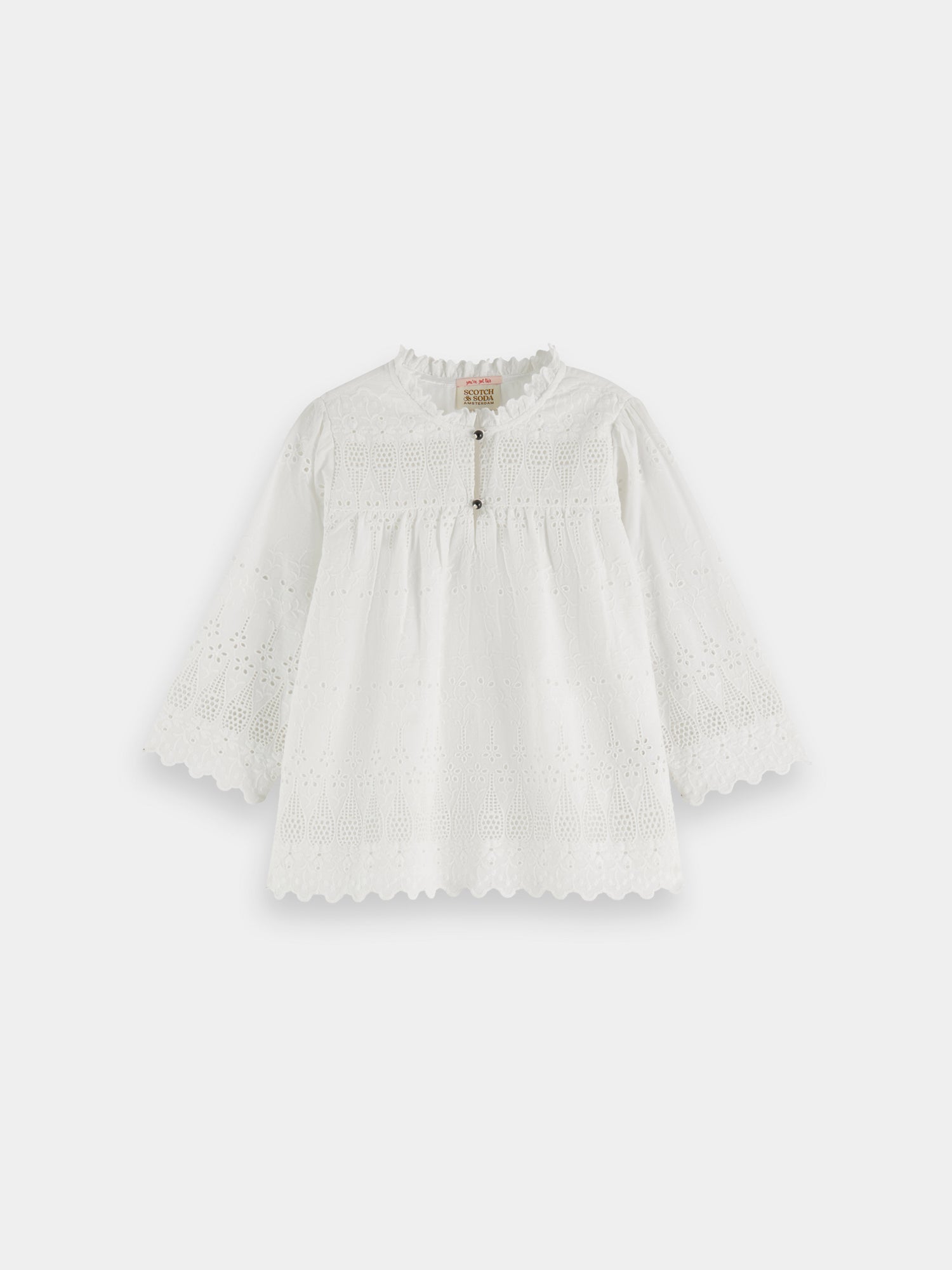 Kids - Ruffled broderie anglaise blouse