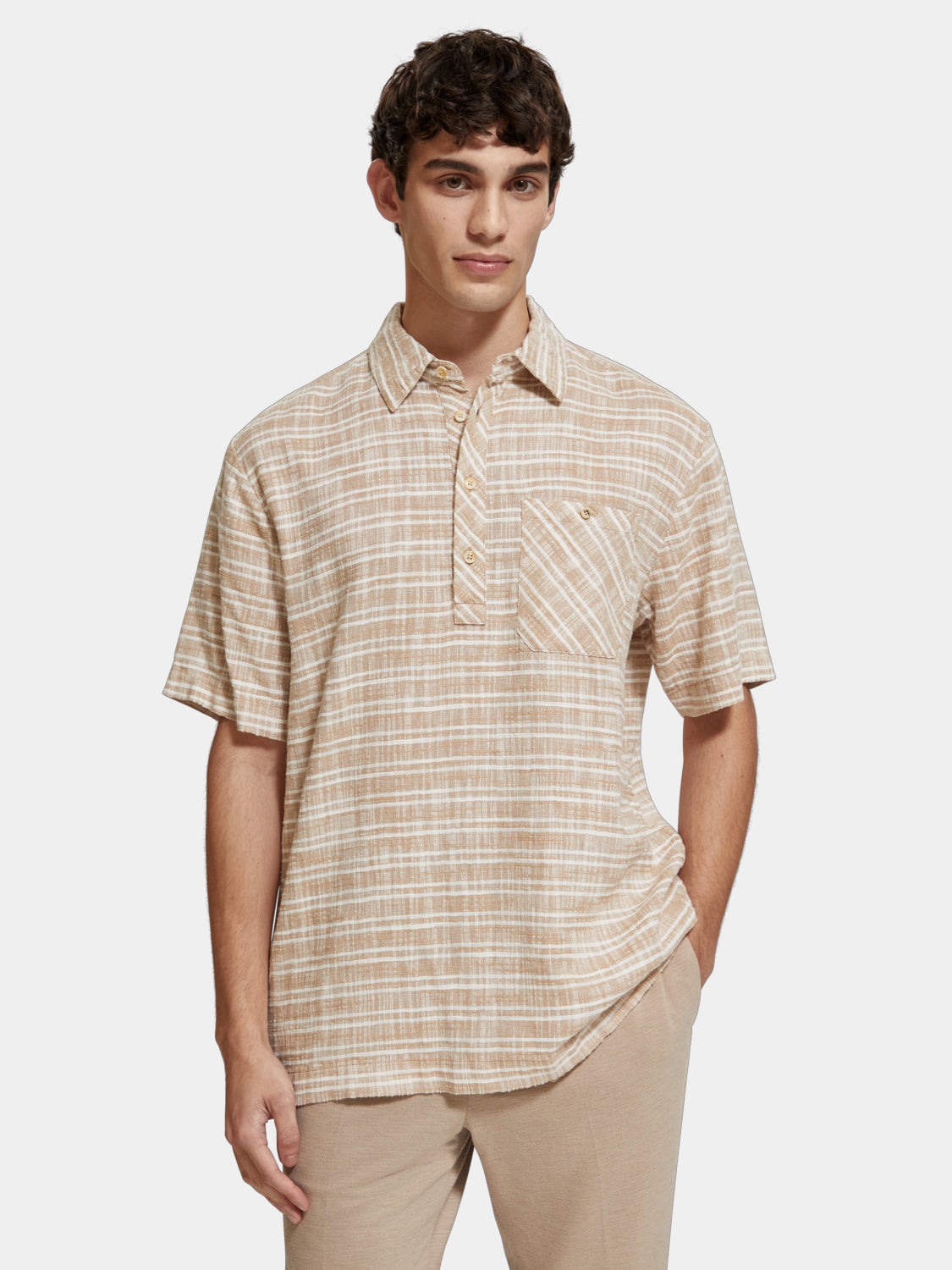 Horizontal cotton-linen striped shirt - Scotch & Soda AU