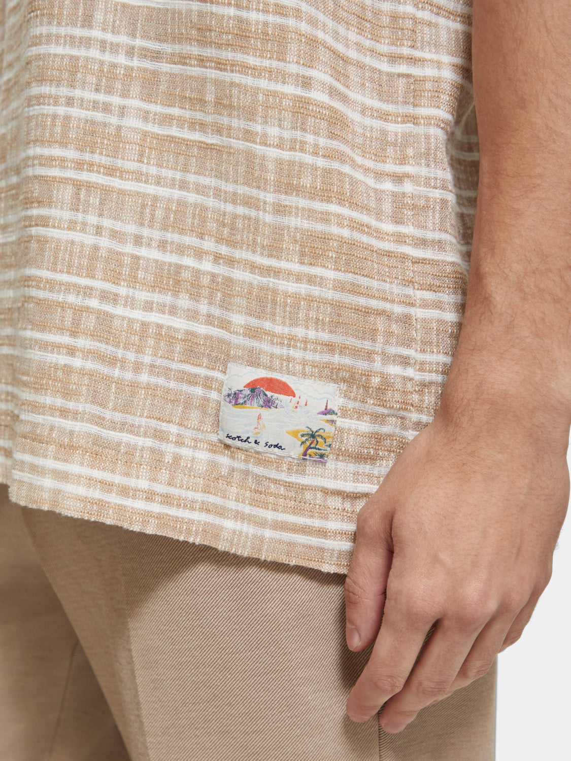 Horizontal cotton-linen striped shirt - Scotch & Soda AU