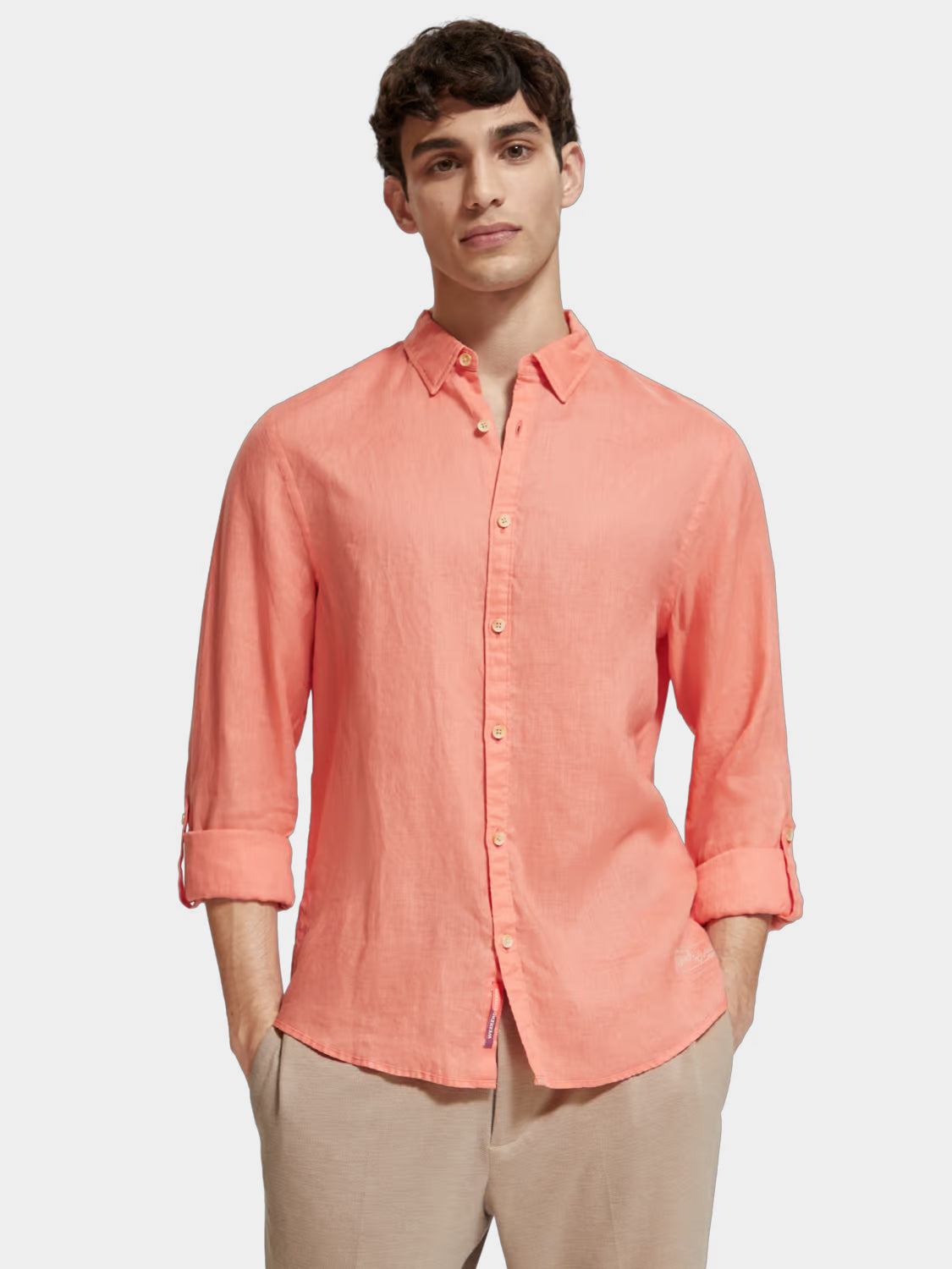 Linen shirt with roll-up sleeves - Scotch & Soda AU