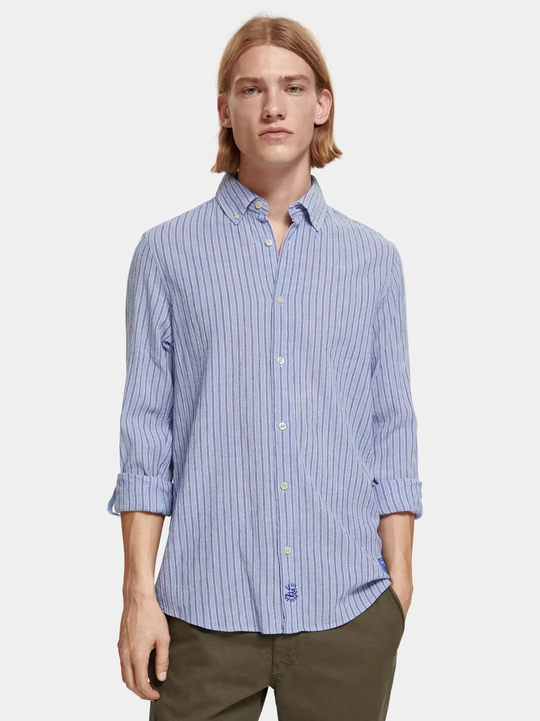 Regular-fit crinkle stripe shirt - Scotch & Soda AU