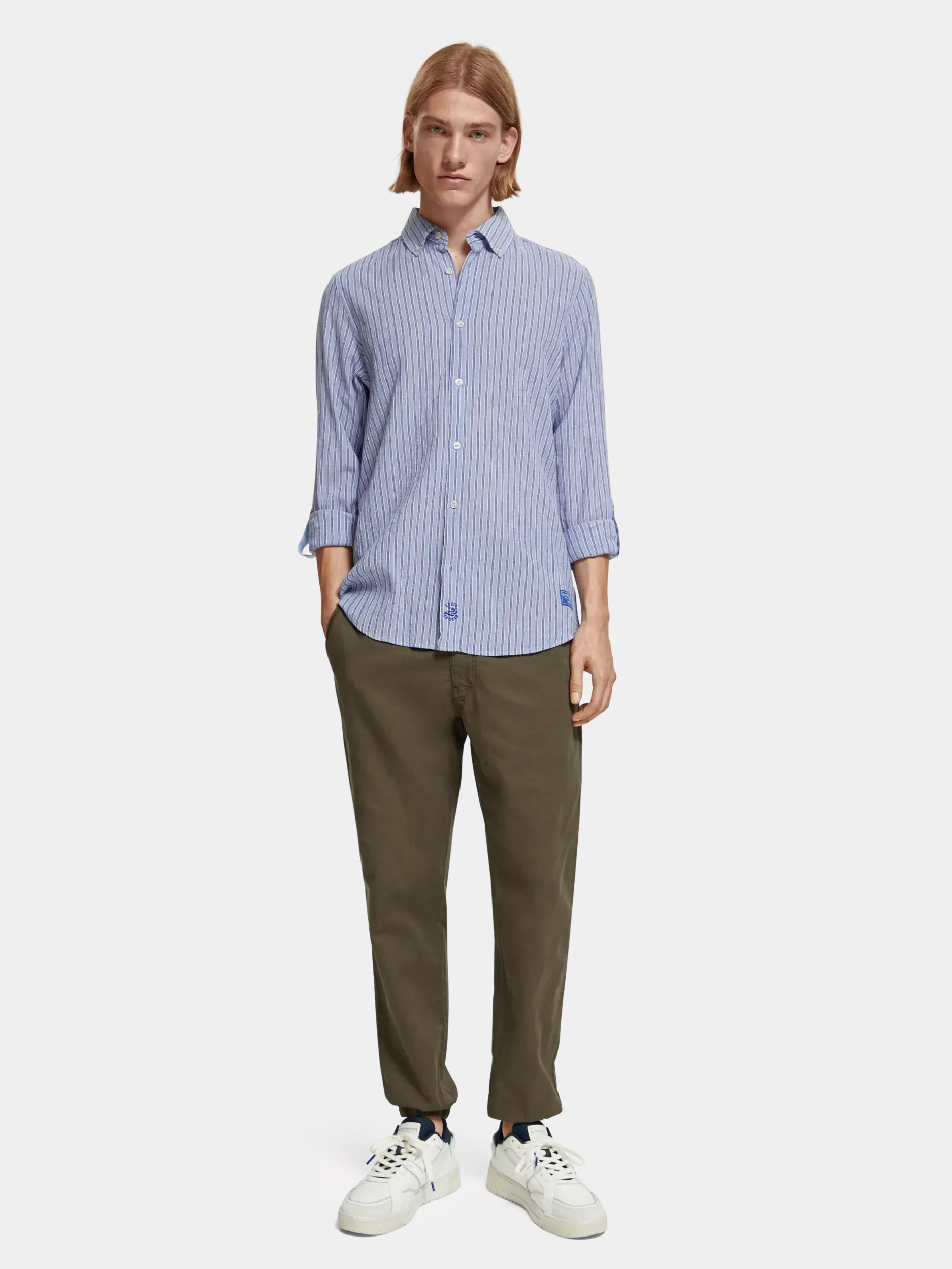 Regular-fit crinkle stripe shirt - Scotch & Soda AU