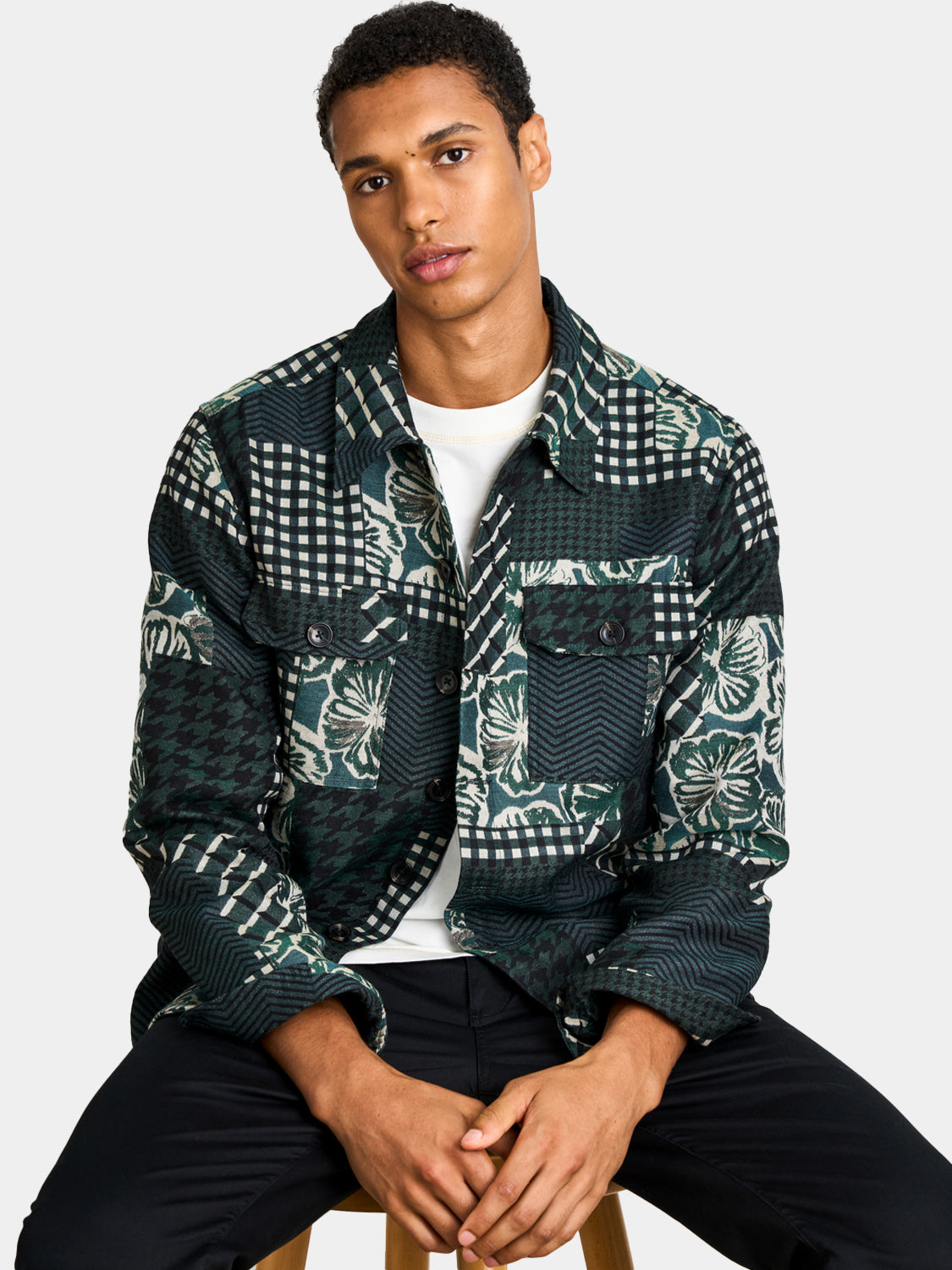 Patchwork jacquard overshirt - Scotch & Soda AU
