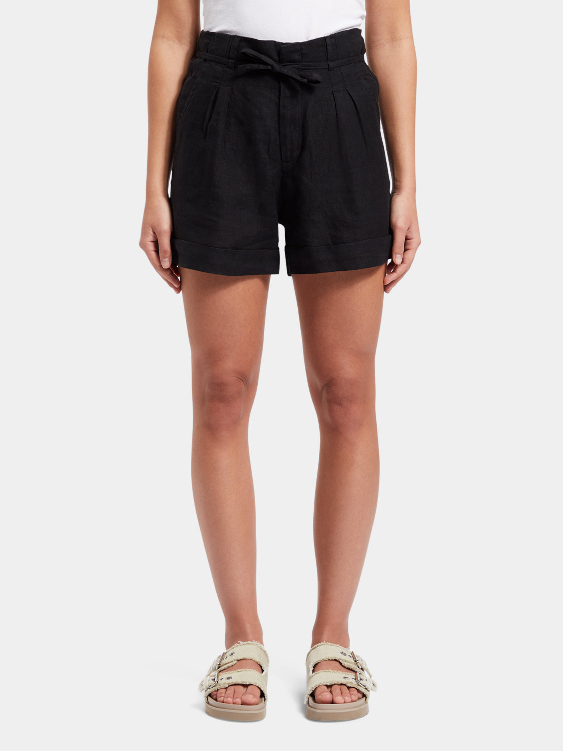 High-rise linen shorts - Scotch & Soda AU