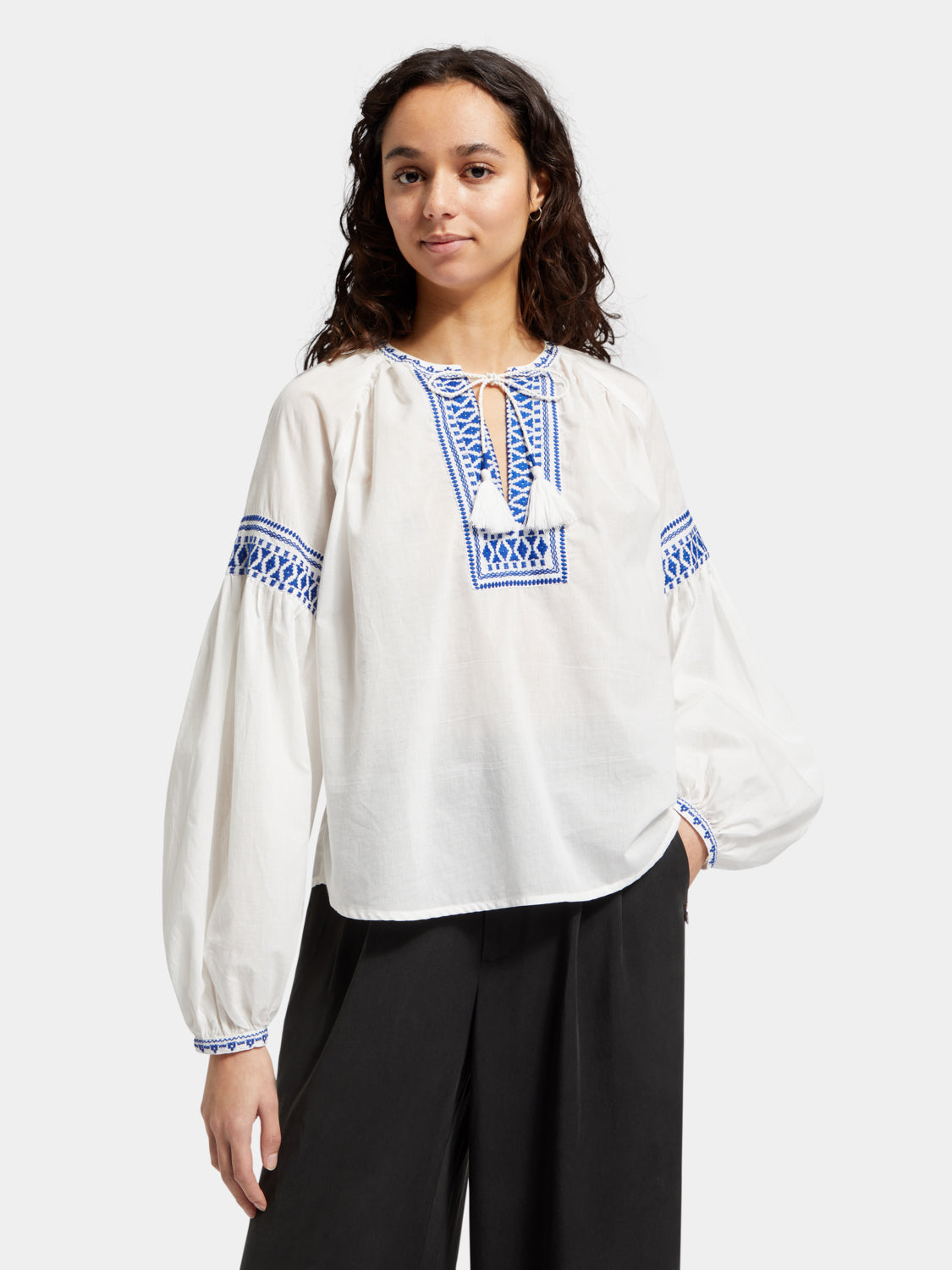 Balloon sleeve top with tape detail - Scotch & Soda AU
