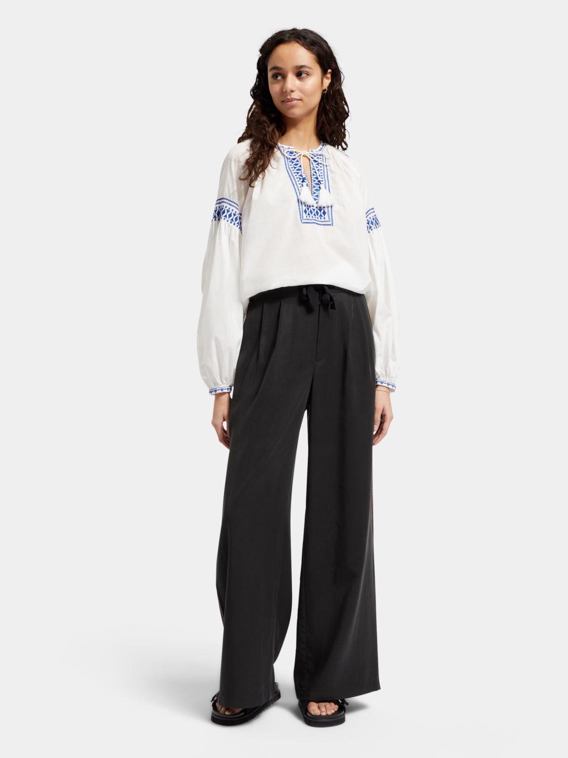 Balloon sleeve top with tape detail - Scotch & Soda AU