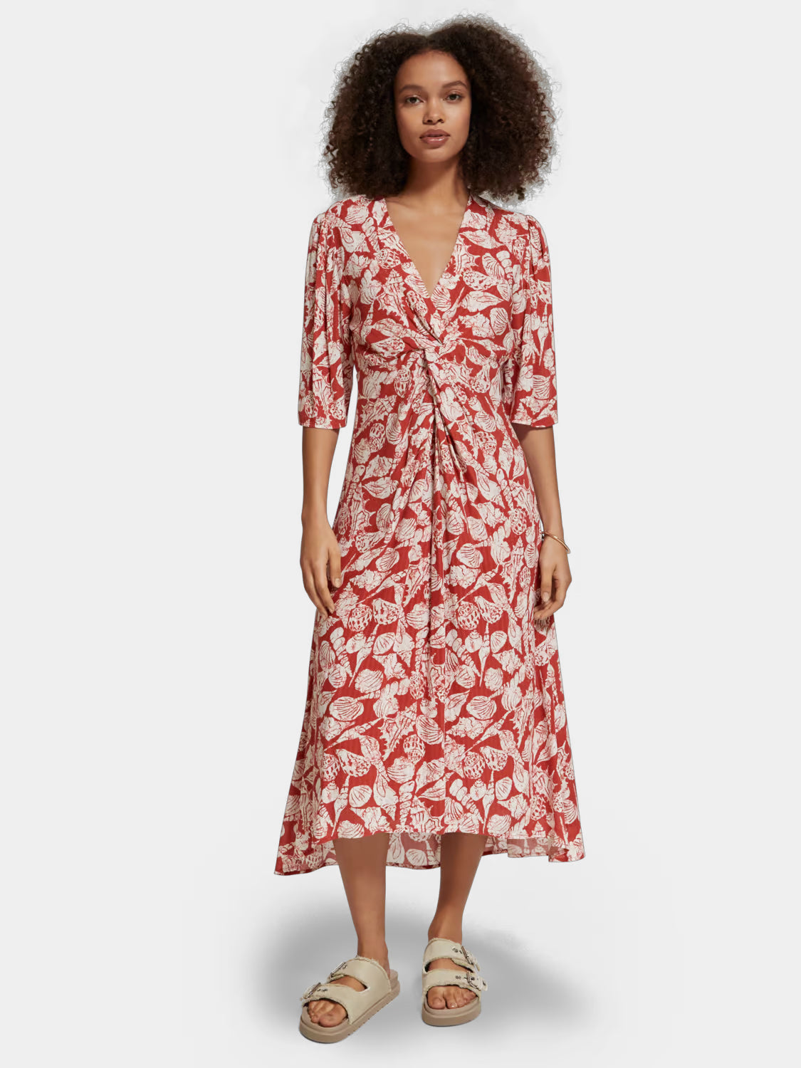 Midi wrap dress with knot detail - Scotch & Soda AU