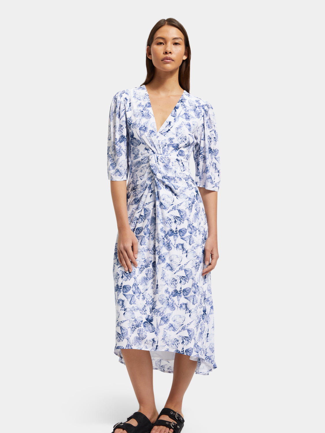 Midi wrap dress with knot detail - Scotch & Soda AU