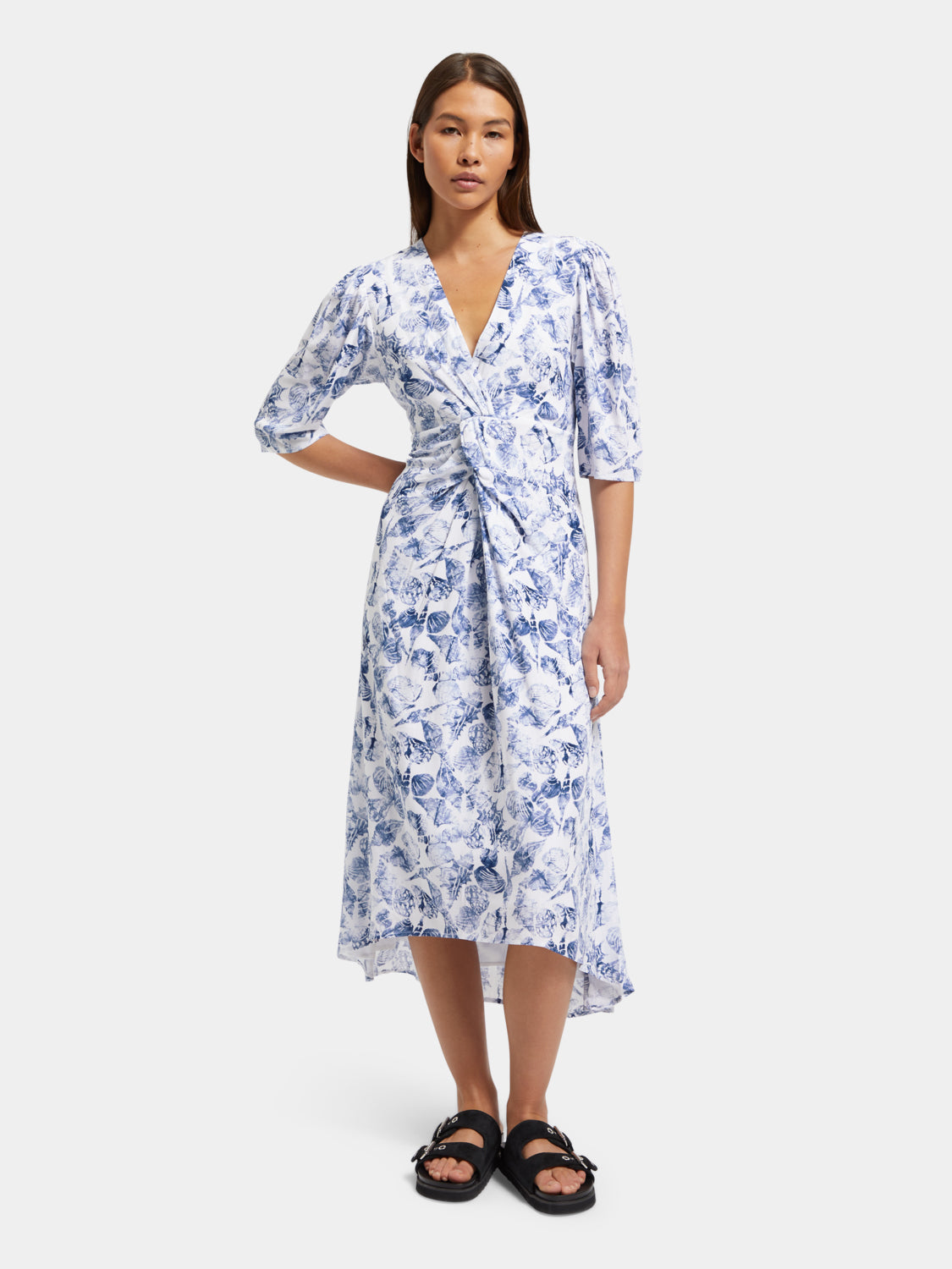 Midi wrap dress with knot detail - Scotch & Soda AU