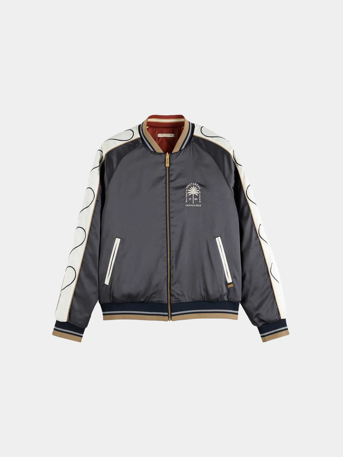 Embroidered reversible bomber jacket