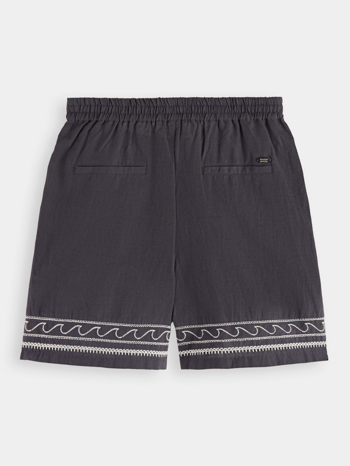 Palm embroidered high-rise linen shorts - Scotch & Soda AU