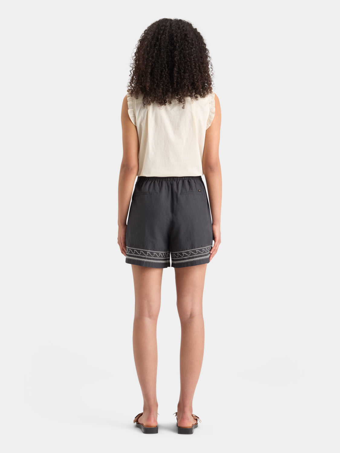Palm embroidered high-rise linen shorts - Scotch & Soda AU