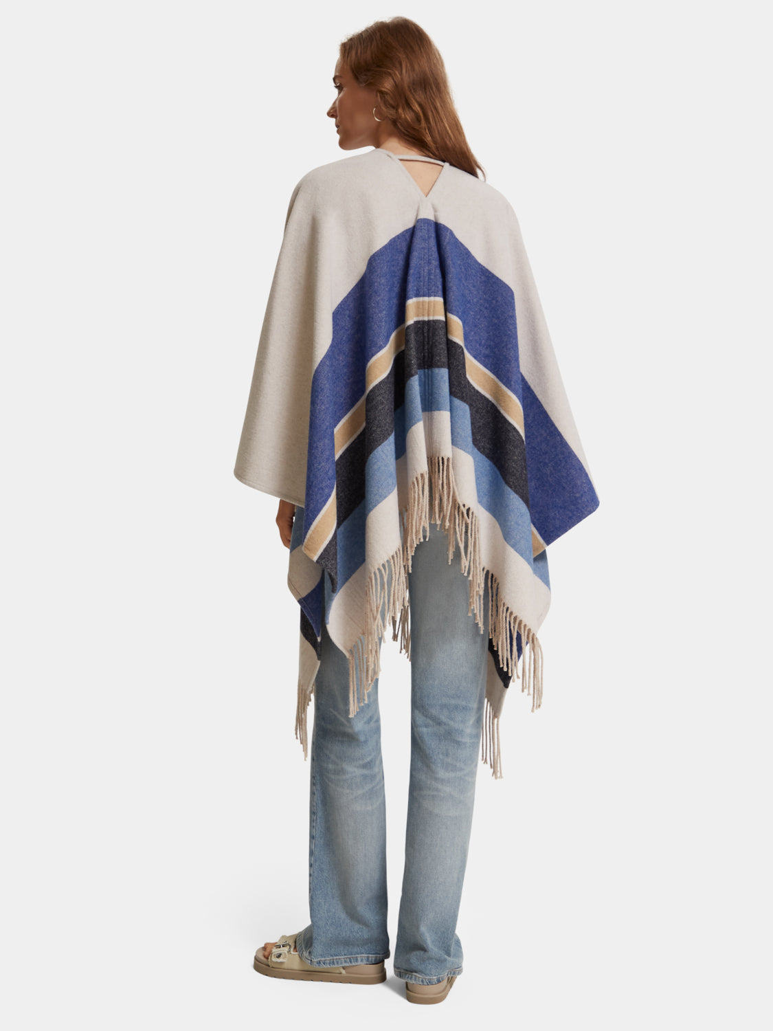Striped wool-blend poncho - Scotch & Soda AU