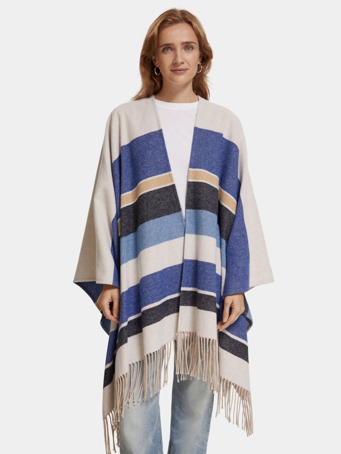 Striped wool-blend poncho - Scotch & Soda AU