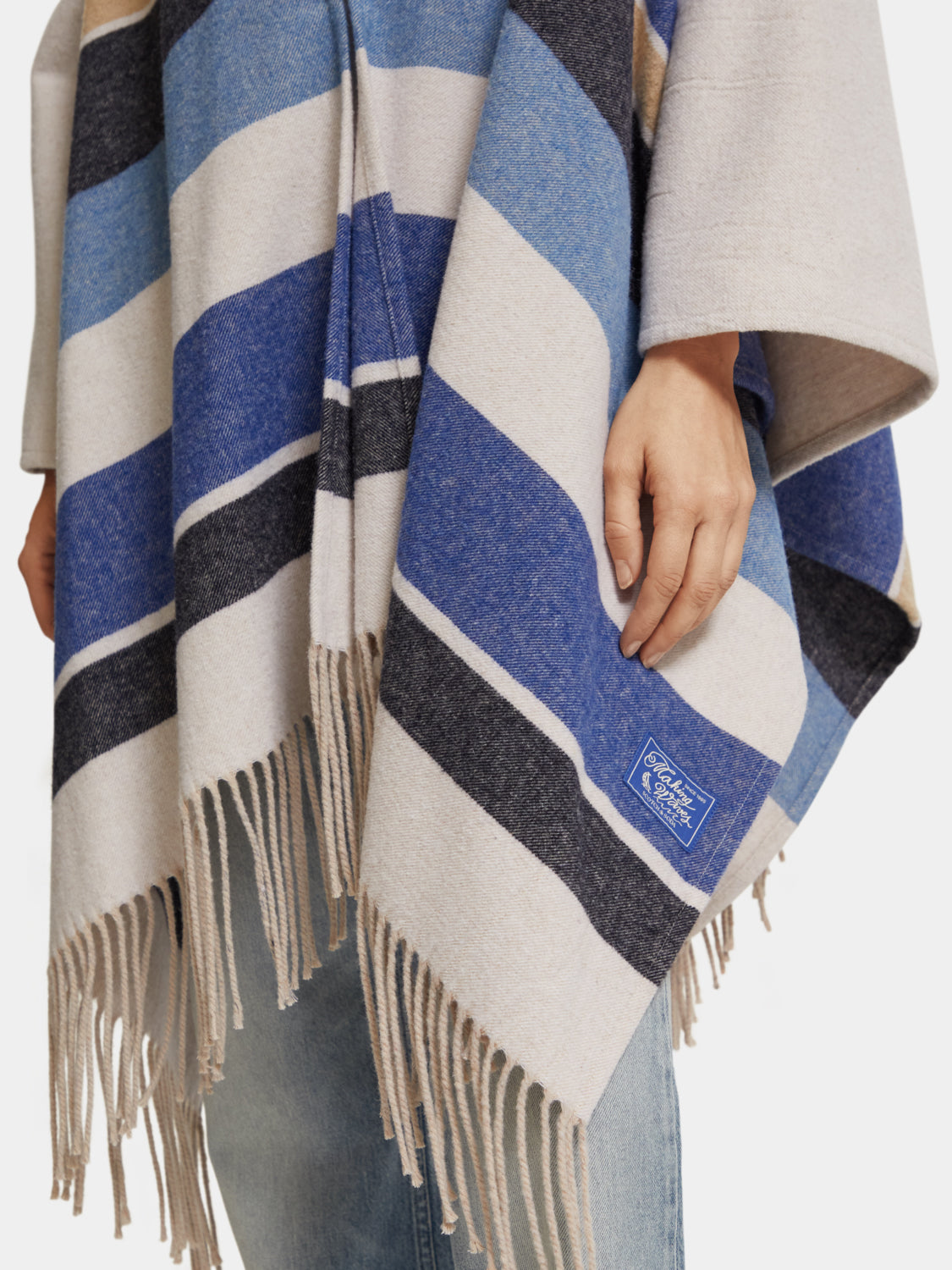 Striped wool-blend poncho - Scotch & Soda AU