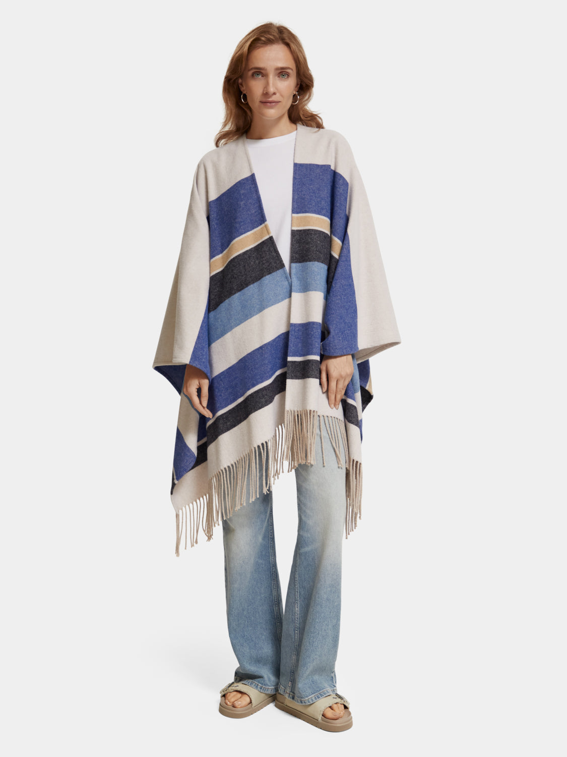Striped wool-blend poncho - Scotch & Soda AU