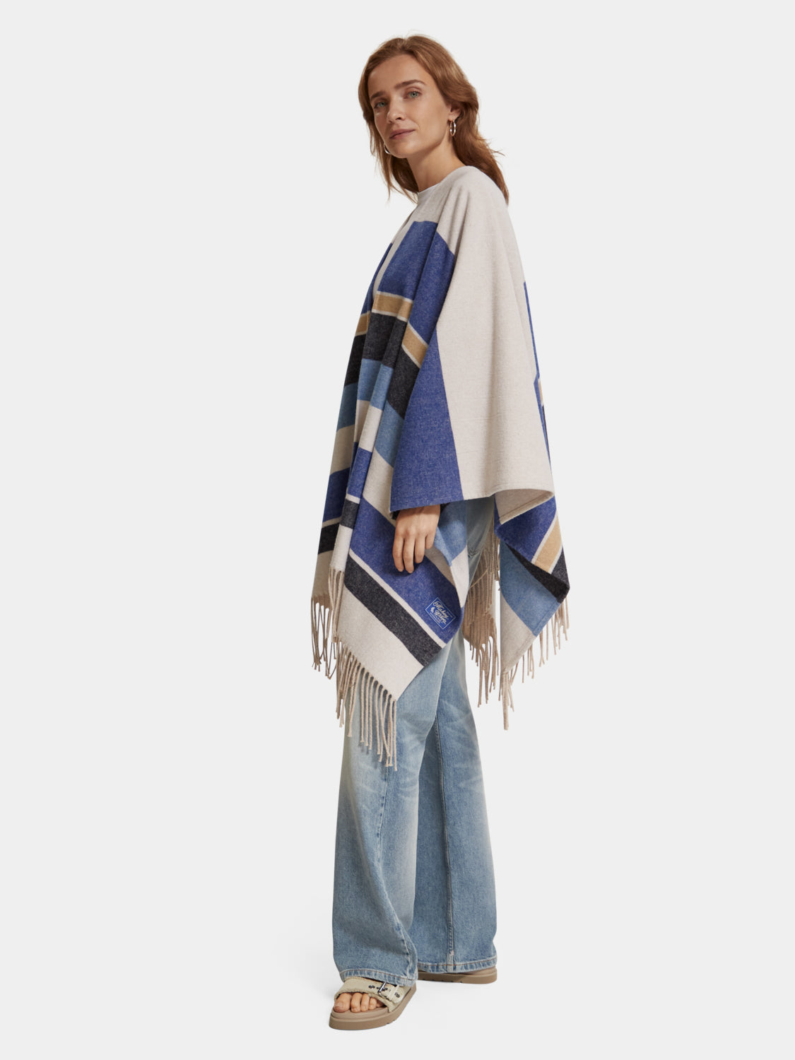 Striped wool-blend poncho - Scotch & Soda AU
