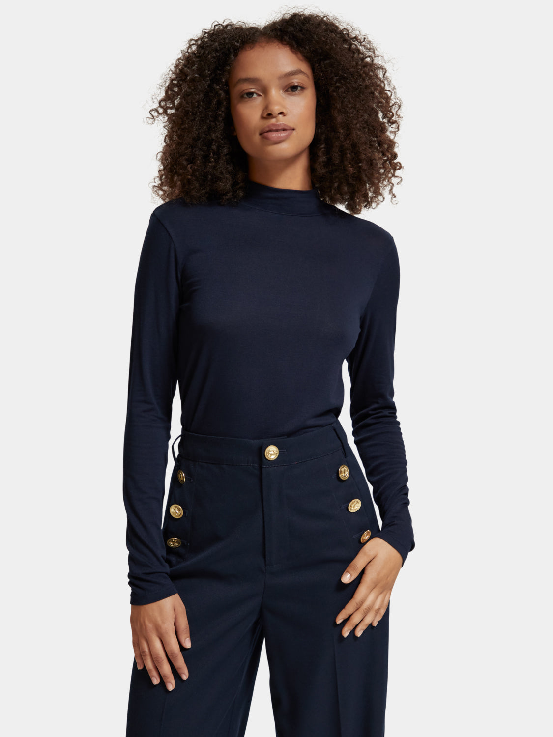 Long-sleeved mock neck top - Scotch & Soda AU