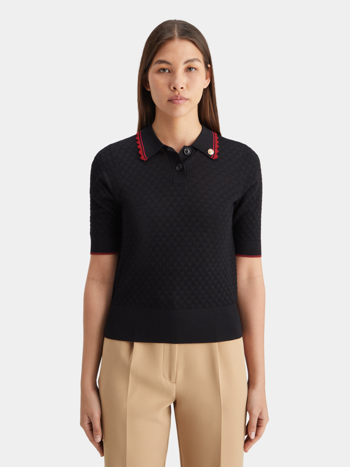 Pointelle collared knitted top - Scotch & Soda AU
