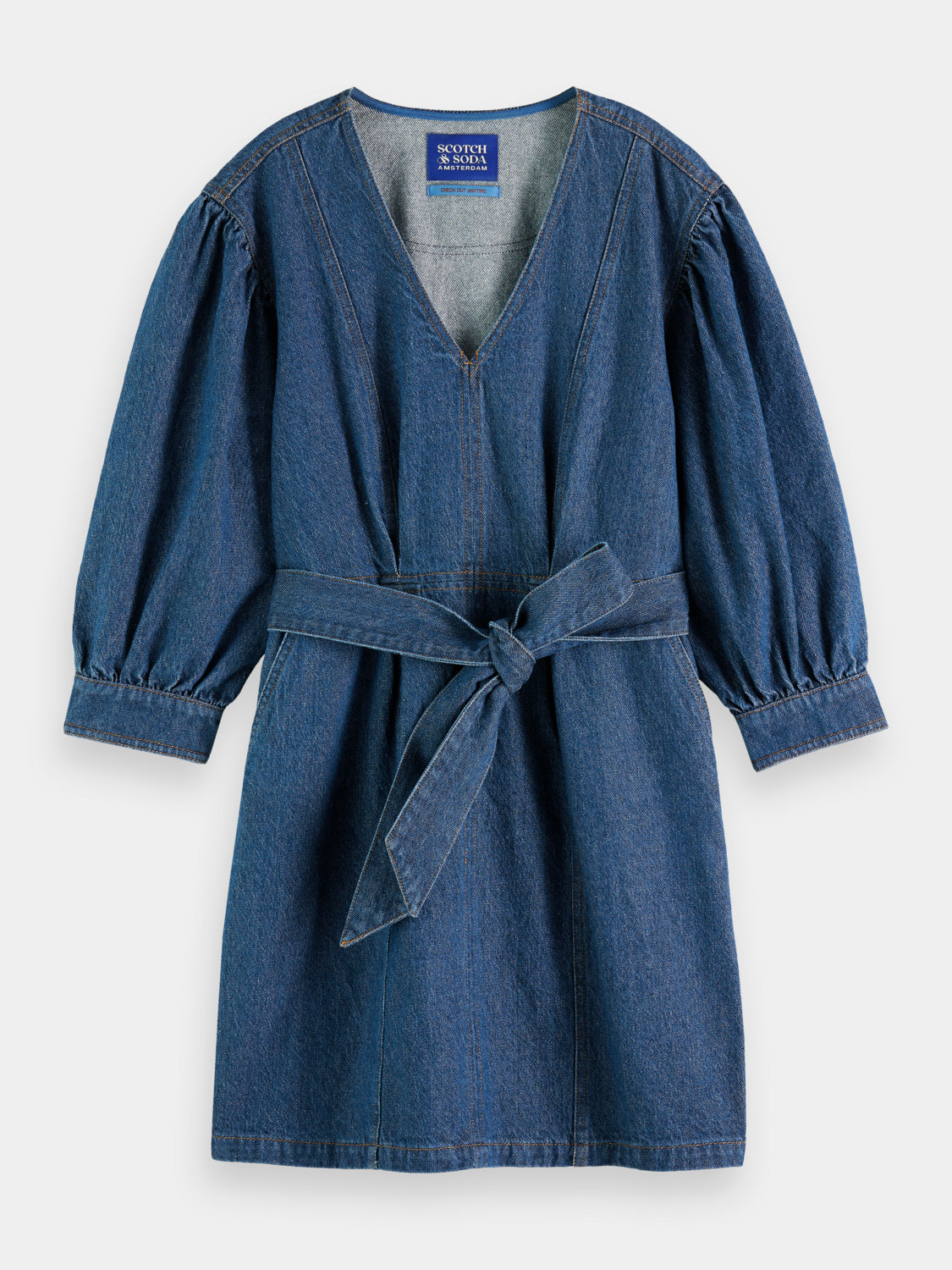 Belted v-neck denim dress - Scotch & Soda AU