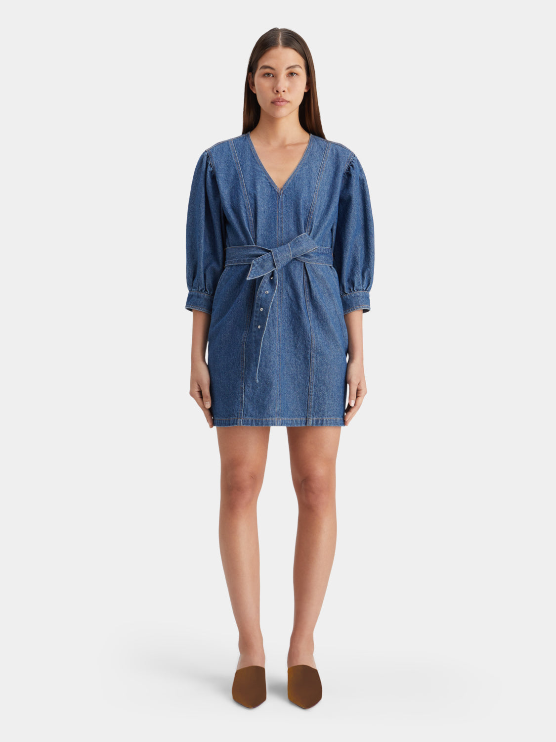 Belted v-neck denim dress - Scotch & Soda AU