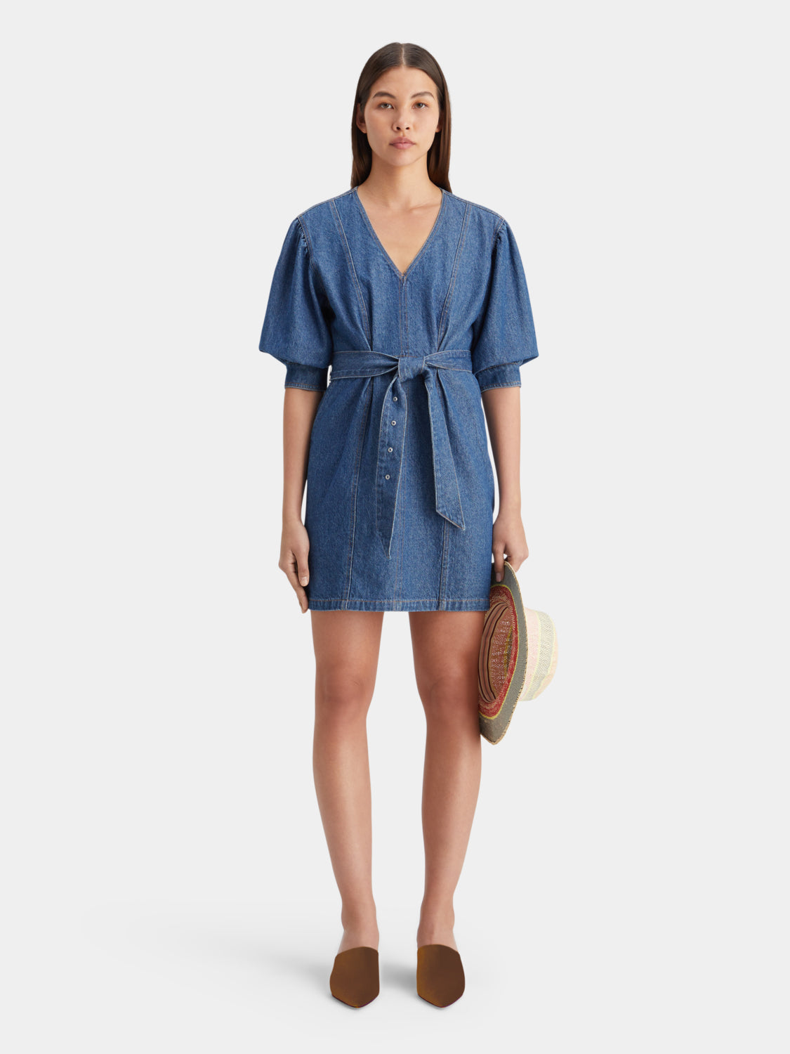 Belted v-neck denim dress - Scotch & Soda AU