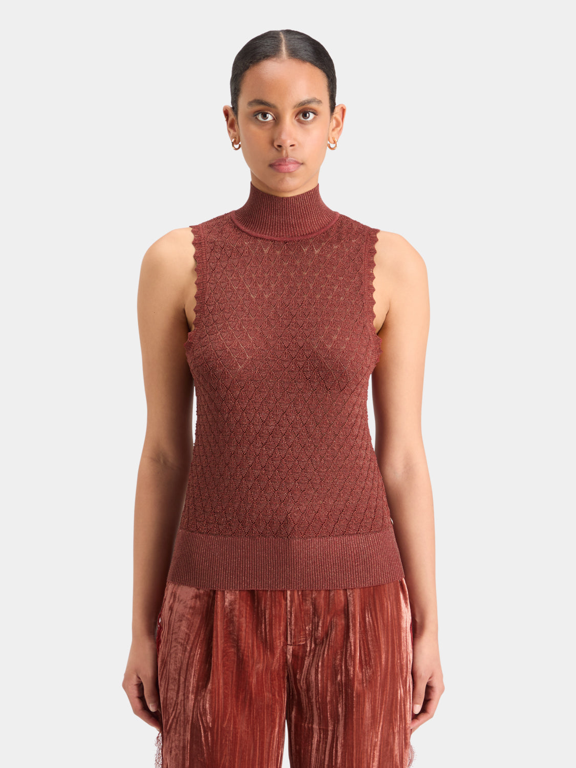Metallic pointelle knit tank - Scotch & Soda AU