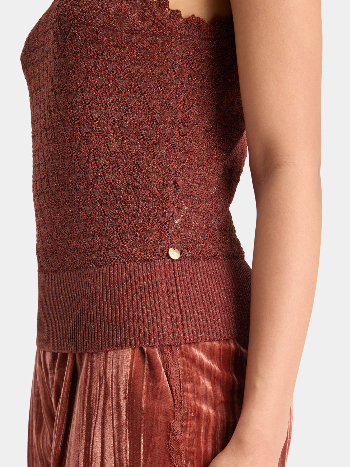 Metallic pointelle knit tank - Scotch & Soda AU