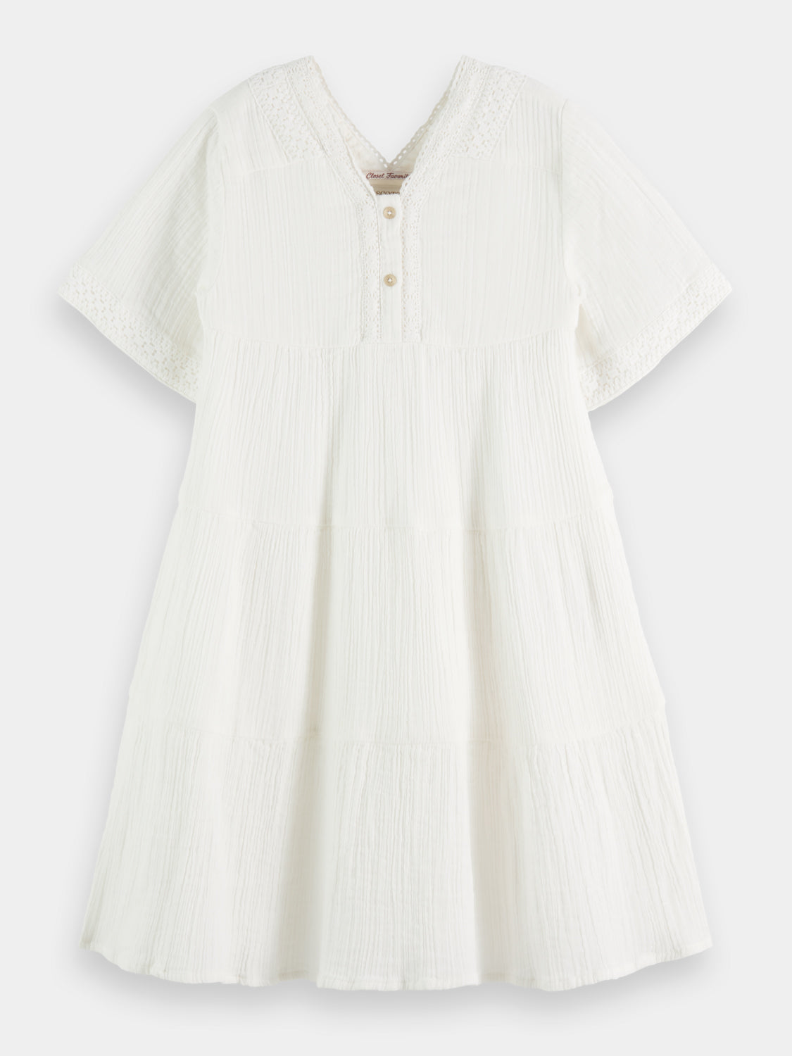Kids - Lace detail crinkle cotton midi dress - Scotch & Soda AU